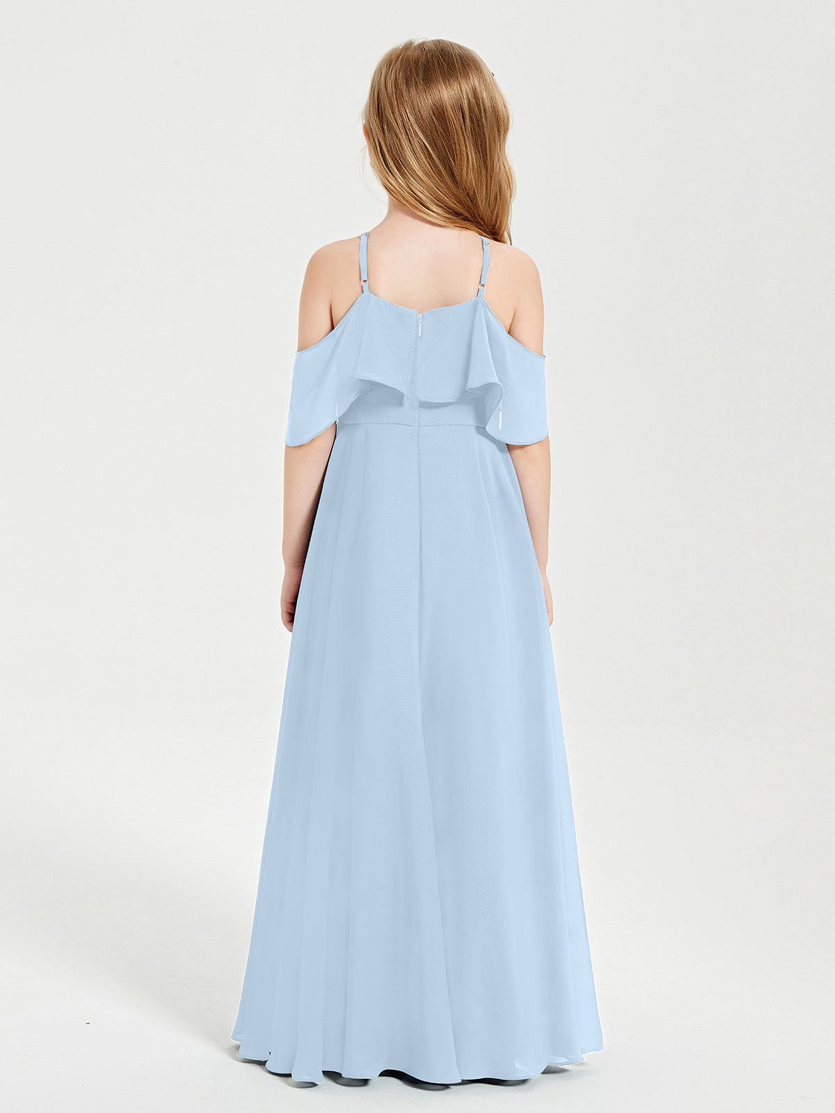 Off-the-Shoulder Long Dresses for Junior Bridesmaids Sky Blue